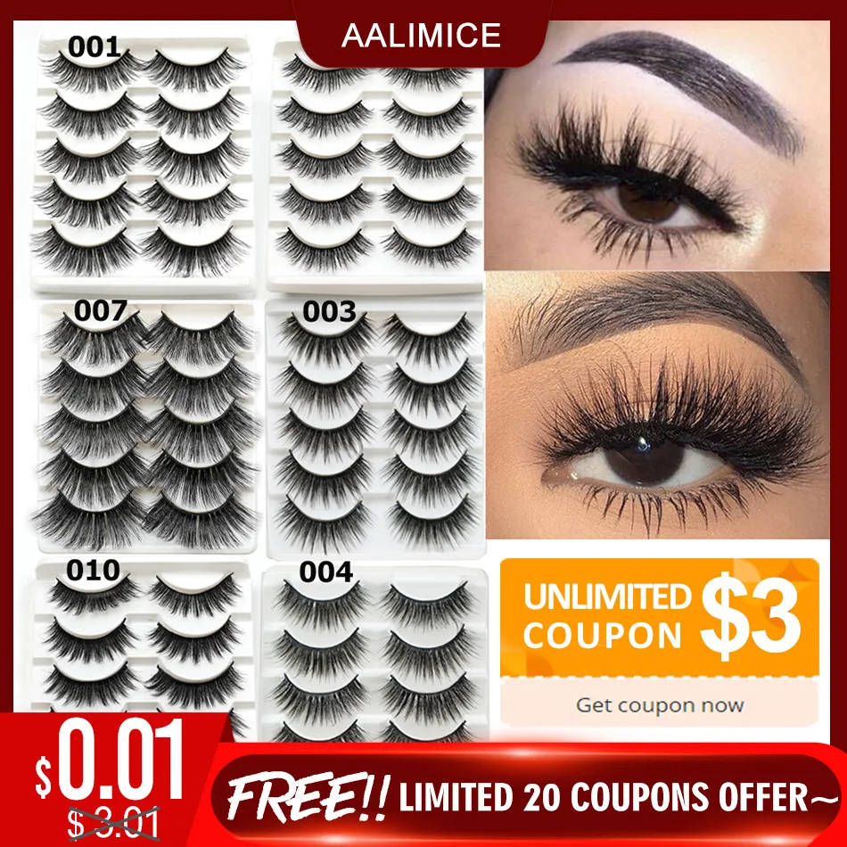 

AALIMICE 5 Pairs Eyelashes 3D Mink Hair False Eyelashes Natural/Thick Long Bulk Eye Lashes Wispy Makeup Beauty Extension Tools