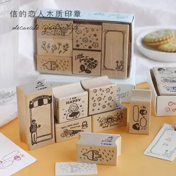 

6Pcs Vintage Flower Bird Friend Life Decoration Stamp Wooden Rubber Stamps for Scrapbooking Stationery DIY Craft Standard Stamp