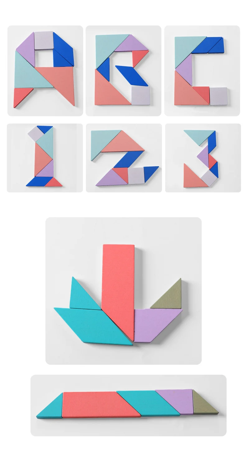 Красочные деревянные Tangram головоломки игрушки играть игра дошкольного волшебства интеллектуальные образовательные детские математические игрушки D99