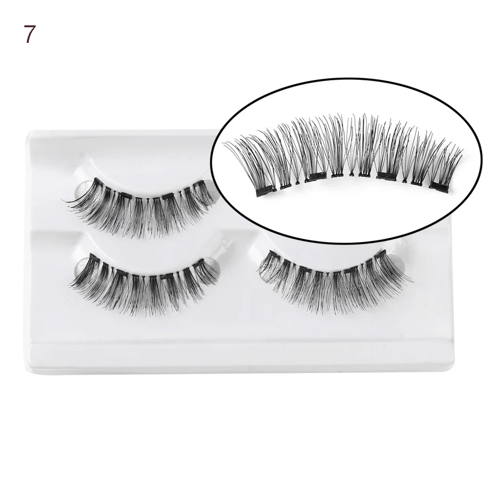 07 4PCS Handmade Four Magnets Cross Wispy Full Coverage False Eyelashes No Adhesive Needed Magnetic Eye Lashes Eye Makeup Tools - Цвет: 07