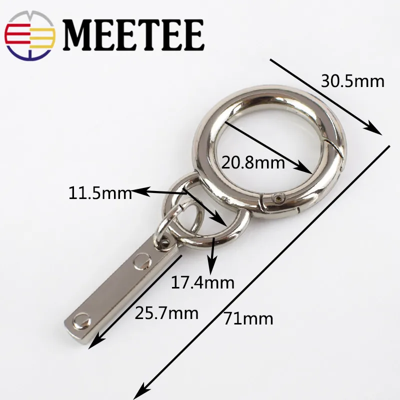 Meetee 5/10 шт. 18/30 мм модный брелок для ключей из металла подвеска ключ O пружинное кольцо пряжки ювелирные изделия DIY брелок тег Для мужчин Для женщин Чемодан кулон Материал