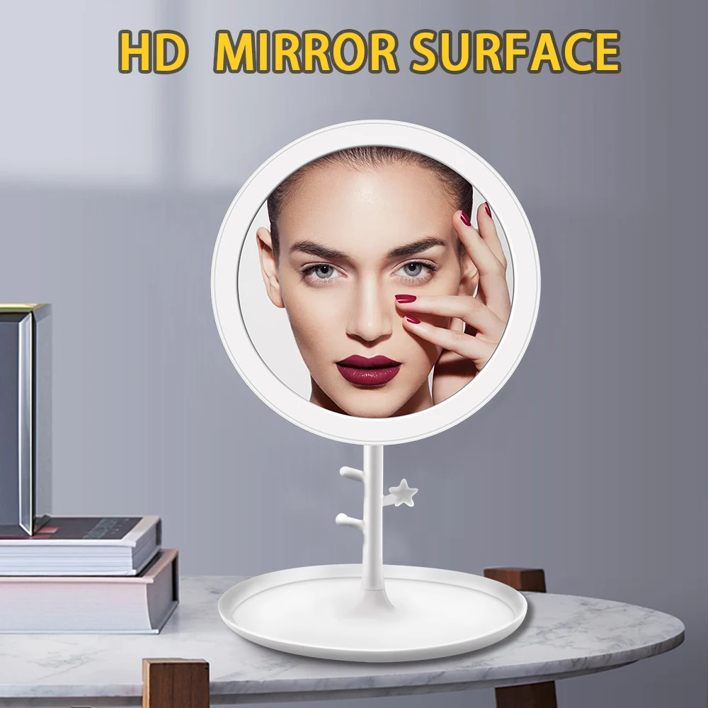

LED Makeup mirror Touch Screen Dimmable Lights USB Rechargeable Vanity Table lamp portable led mirror bedroom decor Xmas gifts