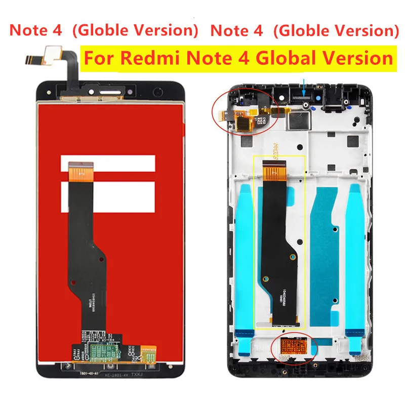 5," ЖК-дисплей для Xiaomi Redmi Note 4X/Note 4 глобальная версия кодирующий преобразователь сенсорного экрана в сборе с рамкой для Snapdragon 625