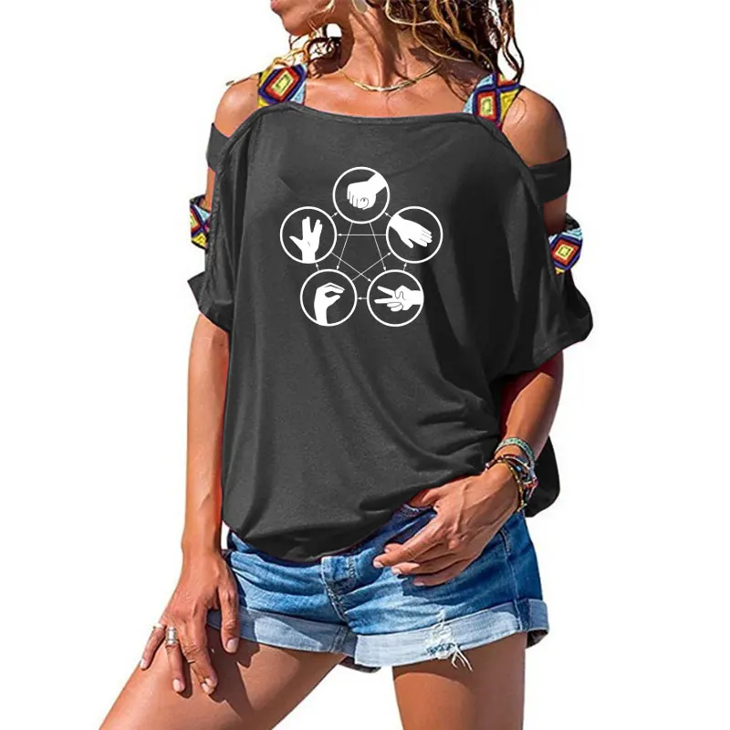 19 The Big Bang Theory Women T Shirt Sheldon Mora finger-guessing game Tops Short Sleeve Cotton Female T-shirt - Цвет: 19