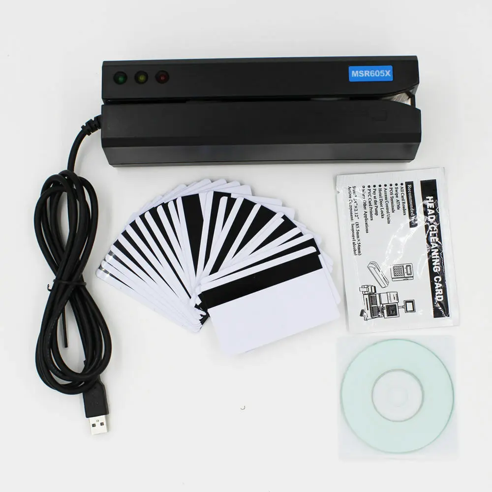1Pcs New MSR605X USB card magcard reader writer buildin adaptor compatible for windows Mac msr206 msr x6 msrx6bt |