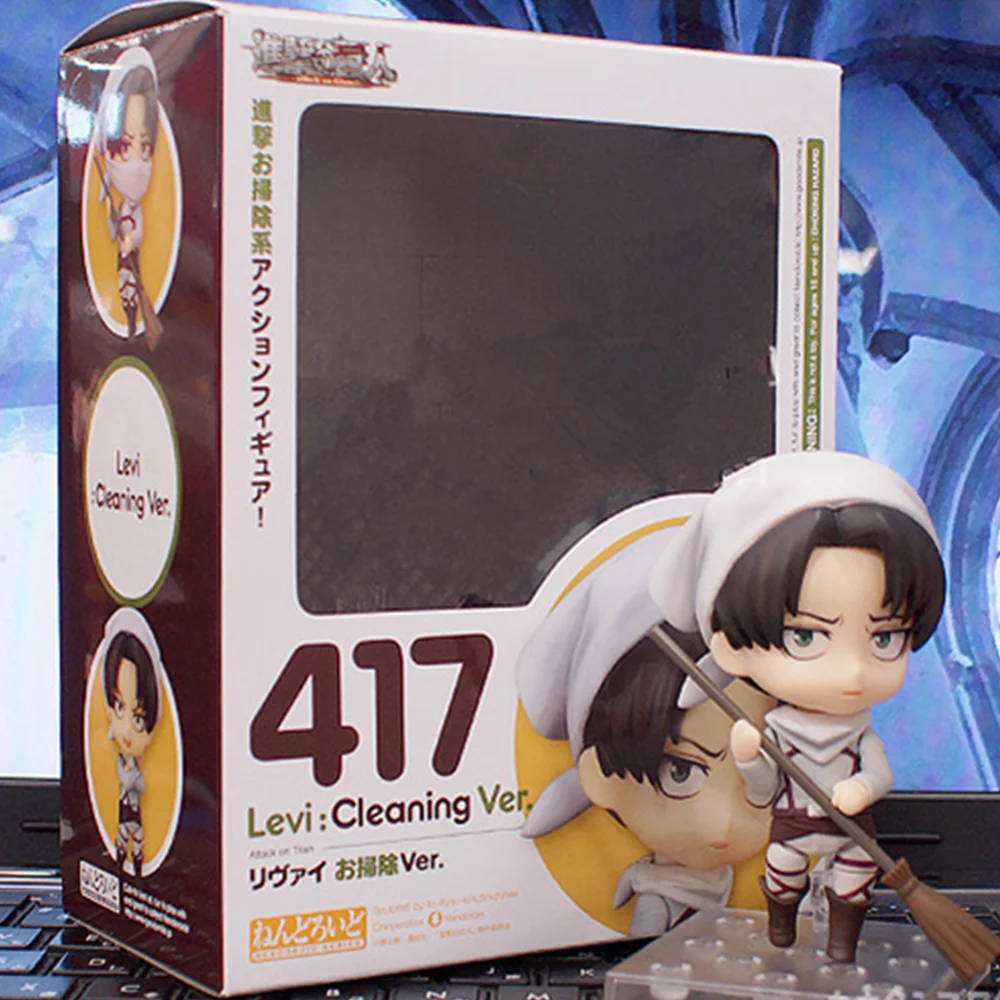 Attack on Titan Levi Ackerman 390 417 Eren Jaeger 375 Аниме Фигурка Nendoroid Ver. ПВХ милые игрушки для детей модель фигурки - Цвет: 417 with box