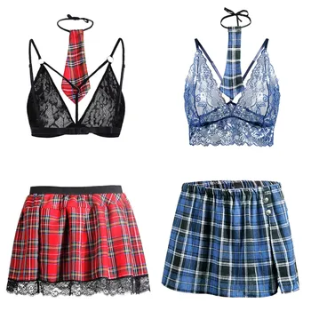 

Fashion Women's Sexy Lingerie Sexy Lace Underwear Student Uniform Suit Set Sleepwear pigiama sexy donna FJSL