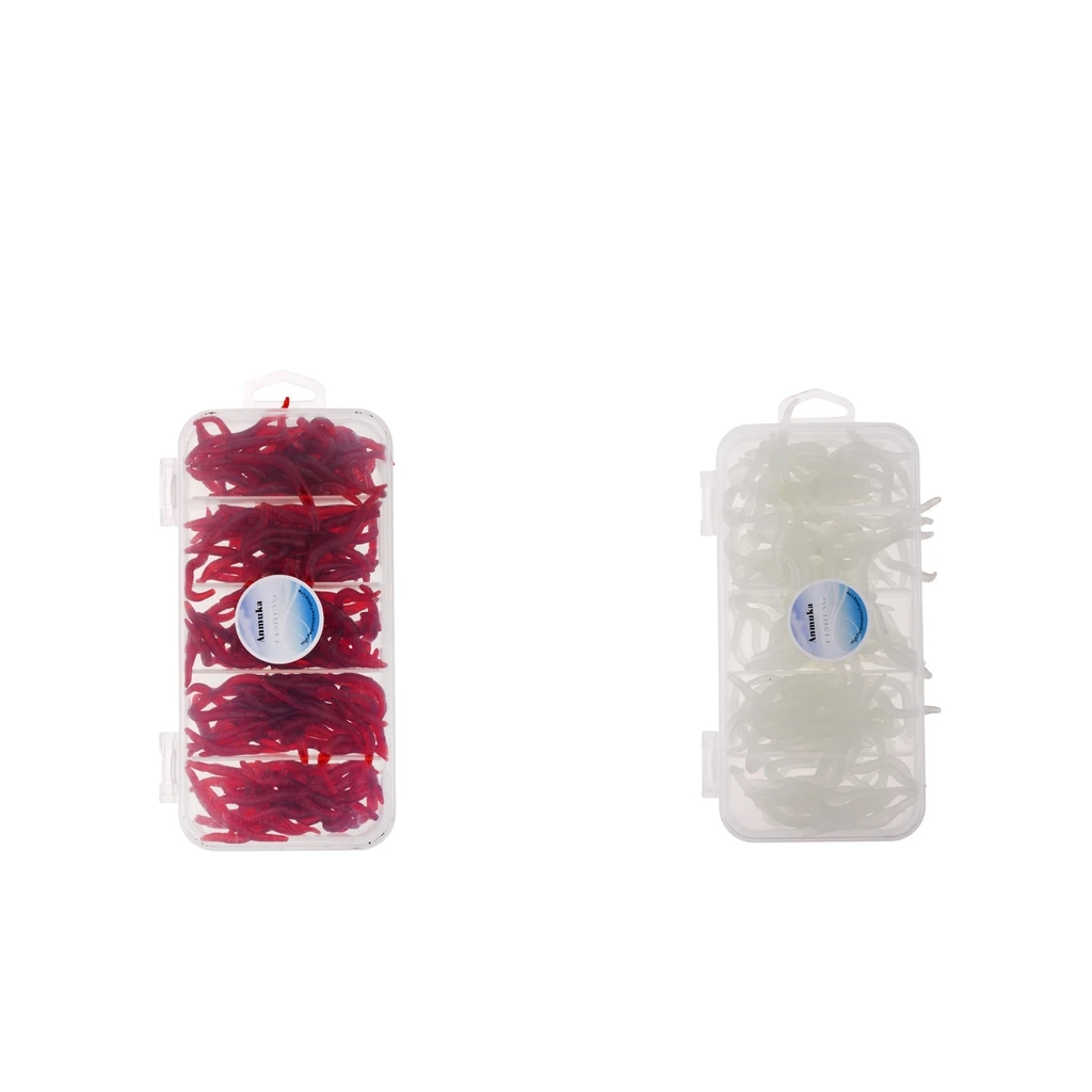 

Set of 300 Pieces Bionic Baits Earthworm Worm Soft Fishing Lure White & Red