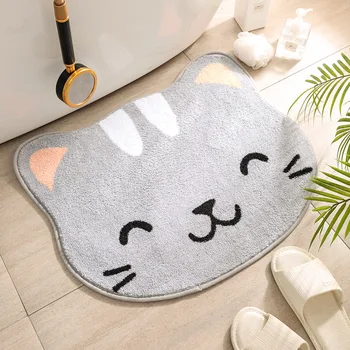 

Household Bathroom Toilet Absorbent Non-slip Floor Mat Super Cute Cartoon Doormat Rug Plush Soft Superfine Fiber Kid Bedside Mat