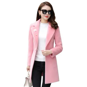 

Winter Jacket Women Wool Coat 2020 Autumn Korean Long Woolen Coat Outwear Slim Faux Wool jacket Women Clothing Fashion Overcoat