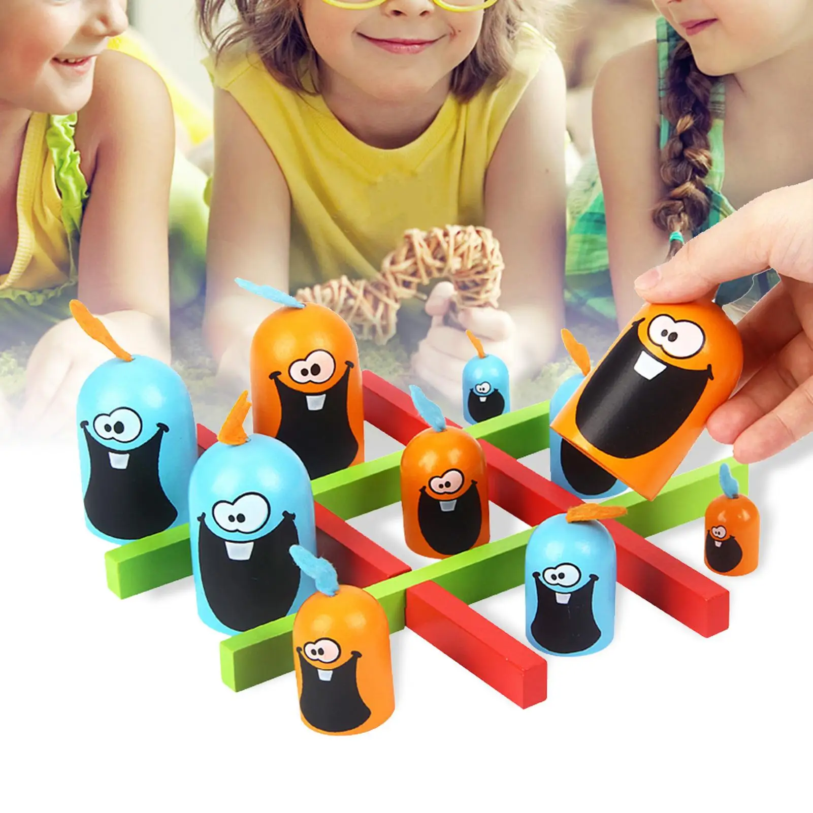 

Tic-Tac-Toe Cartoon Thinking Training Gobblet Gobblers Games for Kids Parent-child Indoor Interactive Educational Games Toys