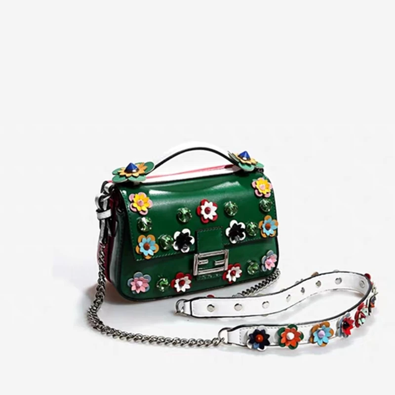 

Women Cross-body Bag Panelled Flowers Fashion Chain Bags Casual Party Work Bags Purse Shoulder Messenger Female Bags Outside