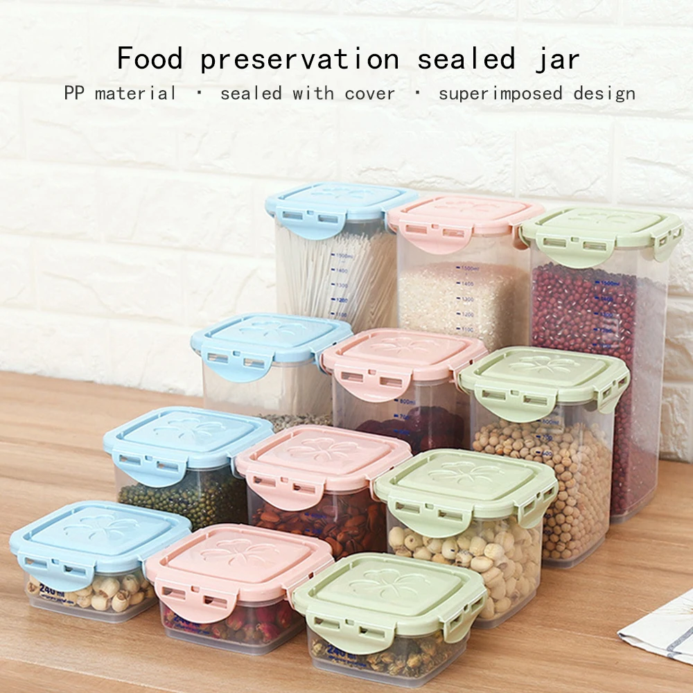 

Multi-function Household Square Grain Storage Tank Kitchen Buckle Type Moisture-proof Transparent Storage Box 20