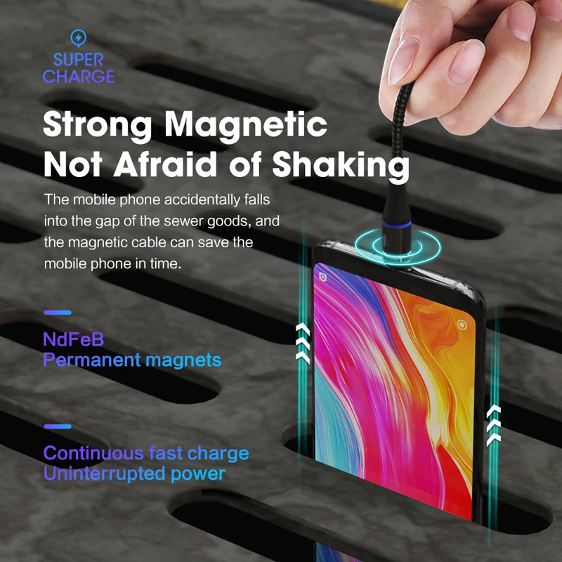 Oppselve светодиодный магнитный провод зарядного устройства 3.0A для iPhone 11 Pro Max провод передачи данных для samsung S10 9 8 мобильный телефон USB микро кабель