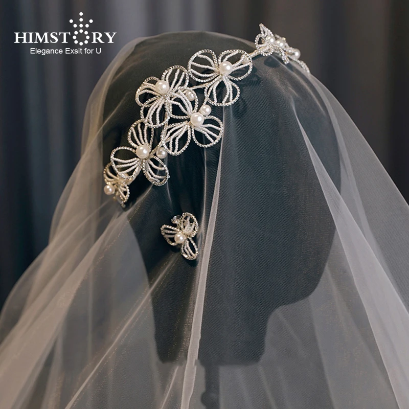

HIMSTORY Elegance Women Headbands Imitation Pearl Flower Hairband Bridal Hair Accessories Wedding Jewellery