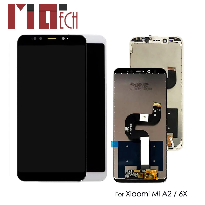

LCD Display For Xiaomi Mi A2 MIA2 6X MI6x Touch Screen Digitizer Full Assembly Replacement Black White with Frame 5.99"+Tools