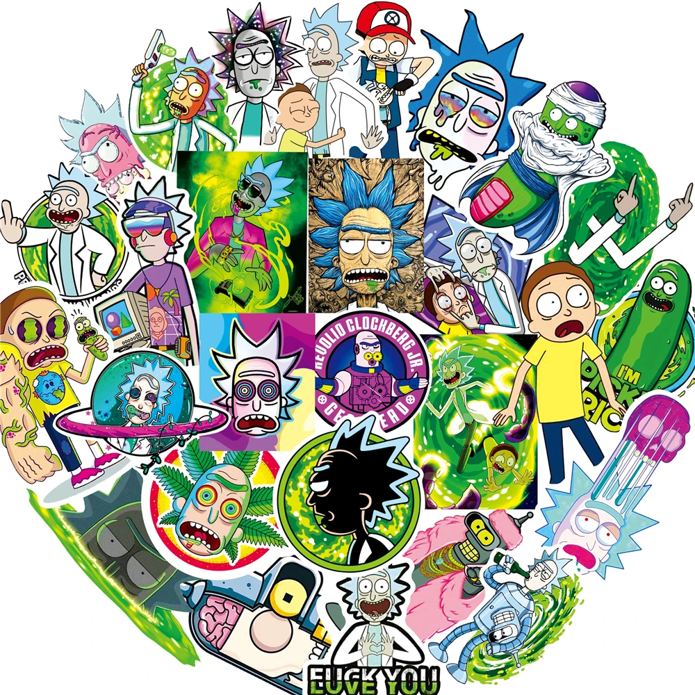 50 Pcs Set/Bag American Drama Rick and Morty PVC Sticker Decoration DIY Ablum Diary Scrapbooking Label Cute Stationery |