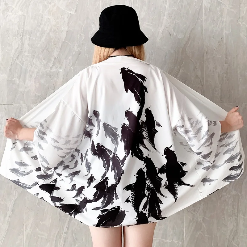 Japanese Kimono Japanese Kimono Cardigan Japanese Kimono Shirt Women Kimono Cardigan Haori Clothes Yukata Women Japanese Streetwear Summer Beach Obi