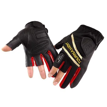 

Fishing gloves men's autumn and winter real sheepskin dew three fingers rock fishing non-slip warm outdoor riding Fishing tool