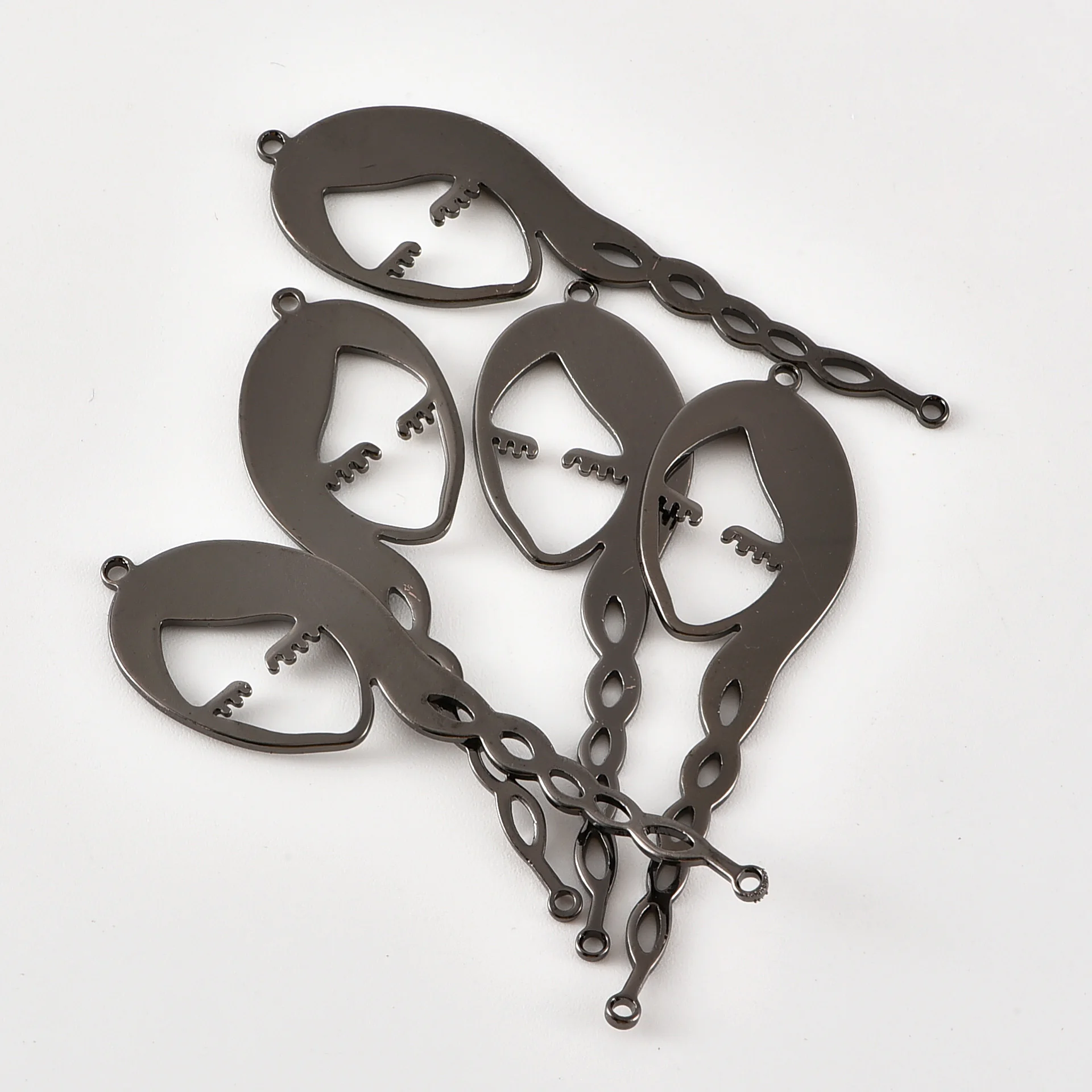 Brass single hanging personality hollow face earrings necklace pendant diy accessories material | Украшения и аксессуары