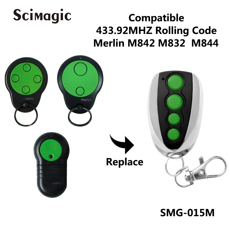 

for M842 M832 M844 433.92MHz Rolling Code New Style 2PCS Merlin Garage Gate Door Openers Remote Control