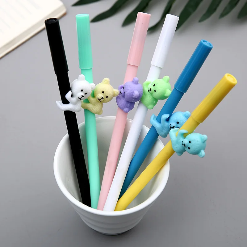 

50PCS New Korean Students Learn Stationery Wholesale Cute Bear Tree Black Gel Pen Office Sign Pen