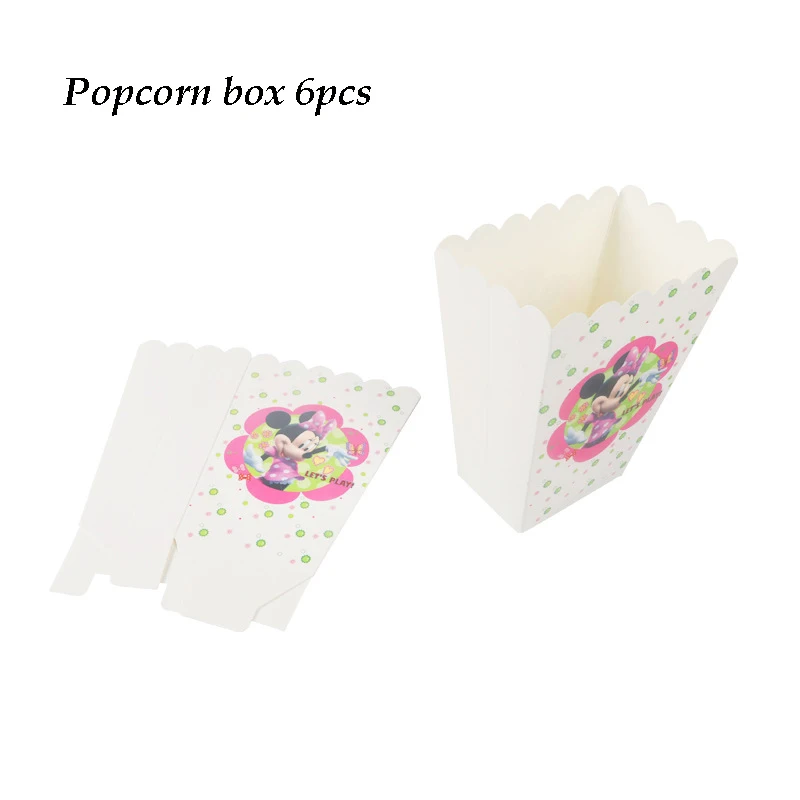 popcorn box 6pcs Минни Маус День Рождения украшения детские одноразовые скатерти чашки тарелки подарок пользу красная посуда baby shower событие девушка - Цвет: popcorn box 6pcs