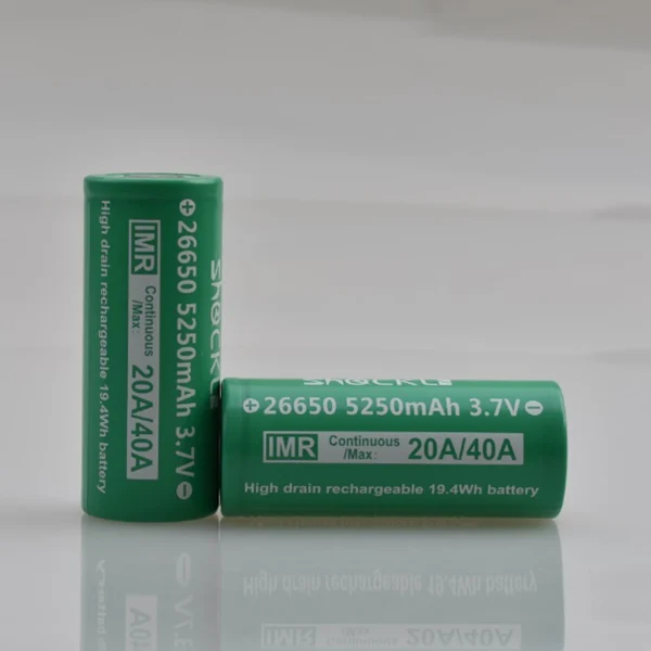 2 шт 3,7 V Shockli IMR 26650 аккумулятор 5250mah 20A литий-ионная аккумуляторная батарея с плоским верхом чехол для фонарика