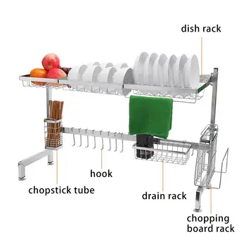 

New 2 Layers Multi-use Stainless Steel Dishes Rack Steady Sink Drain Rack Kitchen Organizer Rack Dish Shelf Sink Drying Rack