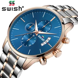 SWISH Reloj de pulsera para hombre, resistente al agua, de cuarzo, con espejo Hardlex