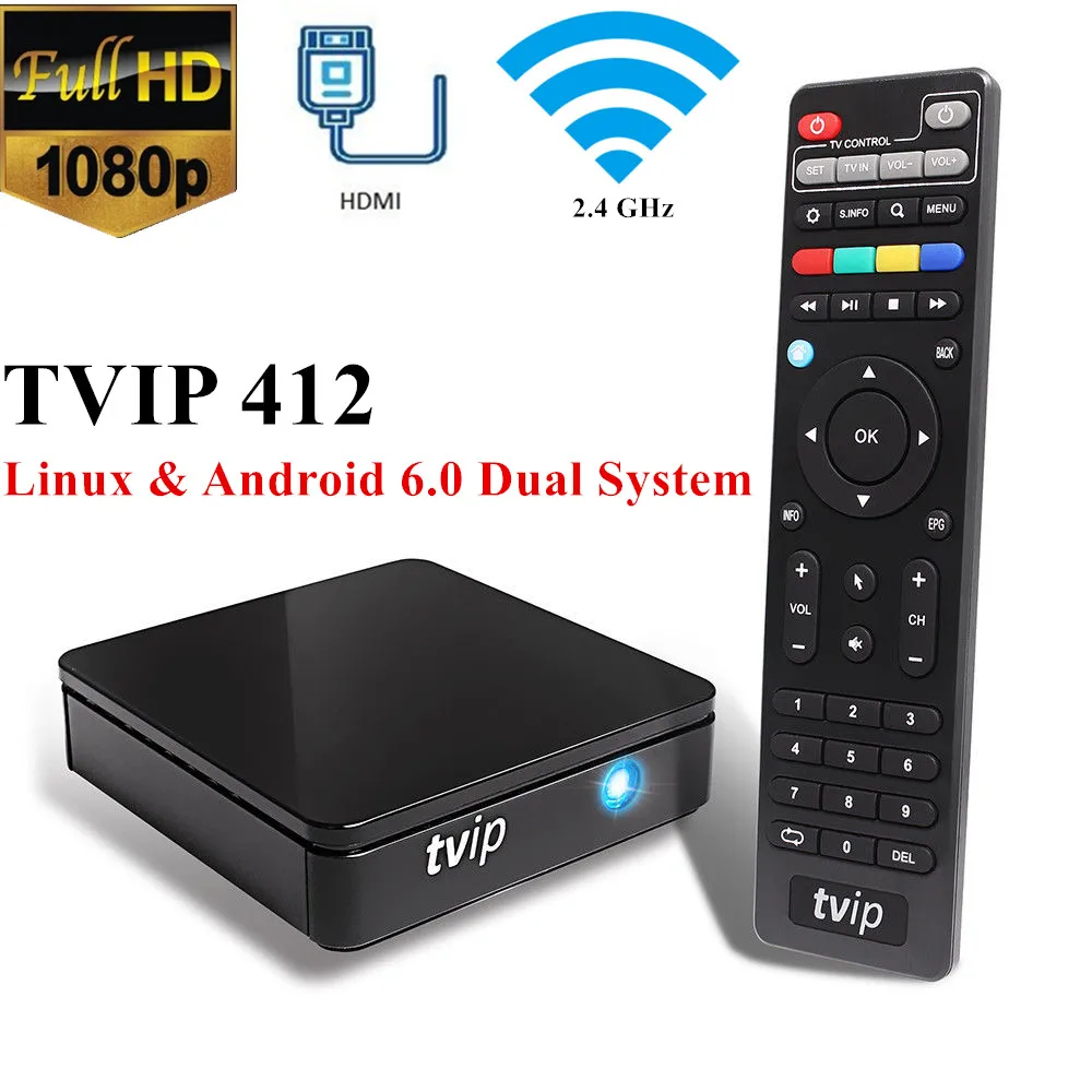 

Original Linux/Android TVIP.412 TV Box 2.4GHz WiFi Quad Core 1080P HDMI Media Player FHD Set Top Box Linux OS TV Box