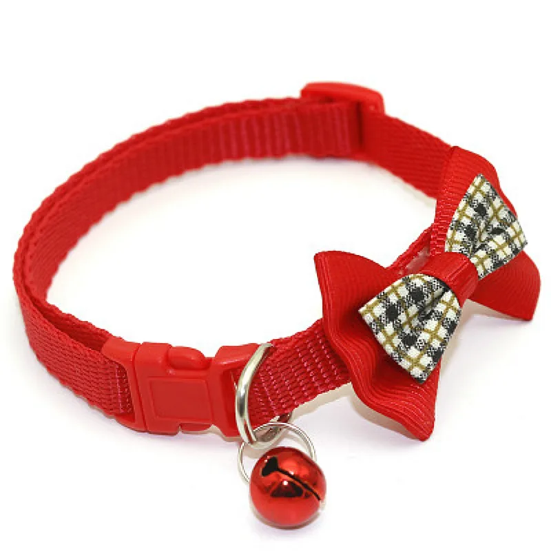 Lazo Rojo Collar de perro con Bell Correa hebilla ajustable gato Collar de mascota perro suministros accesorios para gato perro Chihuahua
