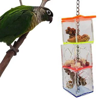 

Pet Creative Hanging Treat Foraging Toy Small And Medium Bird Enrichment Transparent Acrylic Food Holder Feeding Supplies