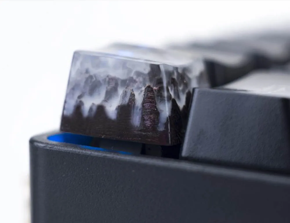 Индивидуальные 3D Handmand деревянные смолы подсветка Keycap для вишневого переключателя механическая клавиатура DIY синий черный снег горный Дизайн OEM