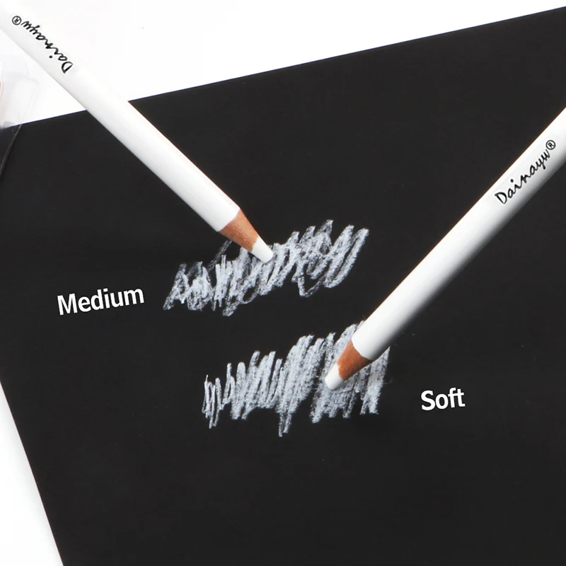 Dainayw White Charcoal Pencils Drawing Set, 6 Pcs Smooth Soft & Medium Sketching Pencil for Highlighting Art Supplies 5