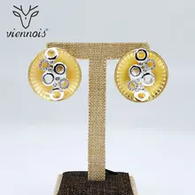 Viennois Stud Earrings for Women Mix Color Round Geometric Crystal Earrings Lady