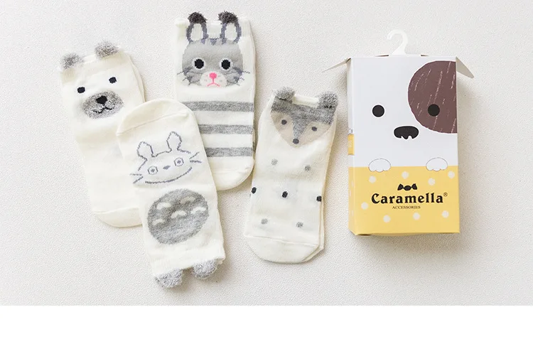 CARAMELLA/Популярные Новые товары, детские носки в подарочной коробке, креативные детские носки с героями мультфильмов чистый хлопок, 4 пары платьев для малышей
