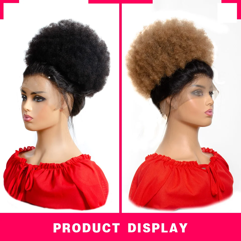 Afro Kinky Krullend Trekkoord Paardenstaart Menselijk Haar Clip In Extensions Braziliaanse Remy Haar 10 Inch Natuurlijke Kleur Haar Broodje