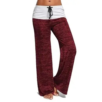 

Women Casual Loose Color Block-Wide Leg Trousers Drawstring Long Pants Casual Loose Color Wide Leg Trousers Drawstring Pants hot