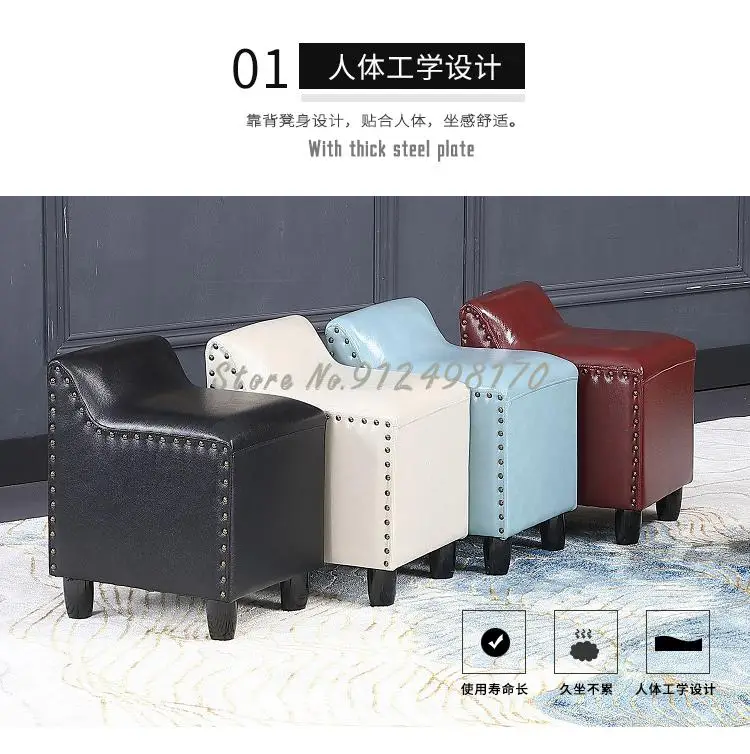 Leather stool square small leather sofa KTV fitting room shoe | Мебель
