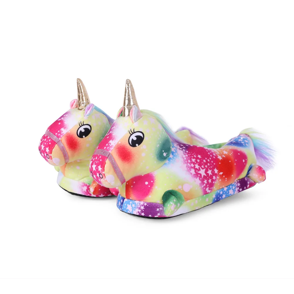Unicorn Colorful Star and Rainbow Slippers