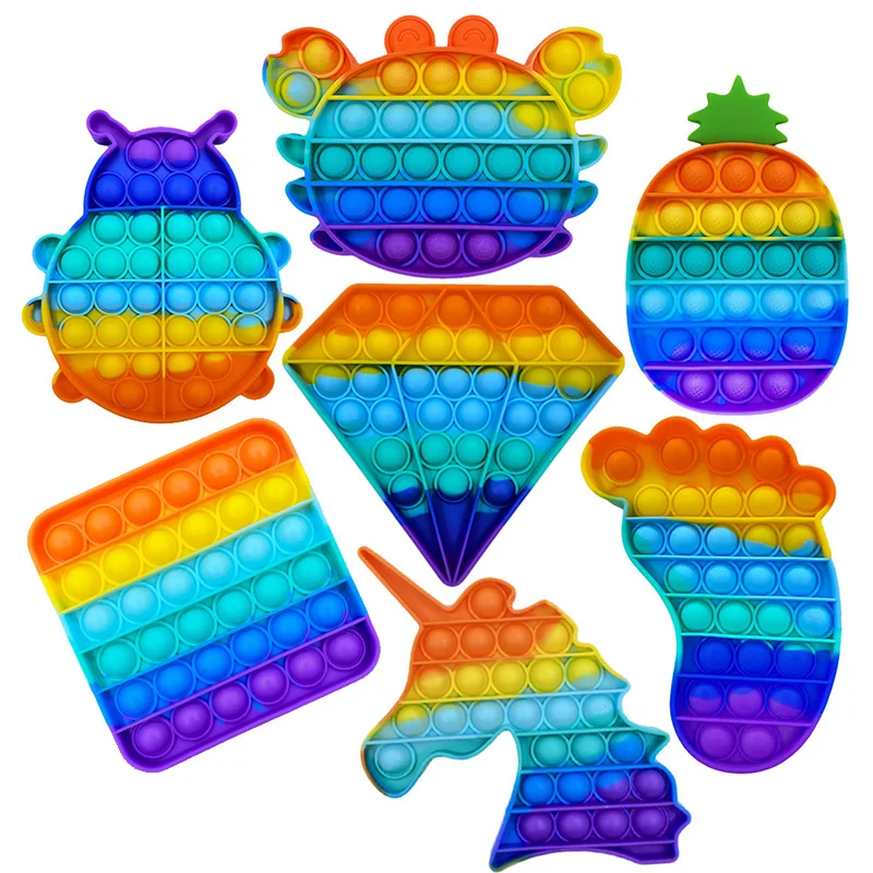 Juguetes antiestrés para aliviar el autismo, juguete sensorial antiestrés, multicolor, Burbuja, Simple, hoyuelos, envío gratis