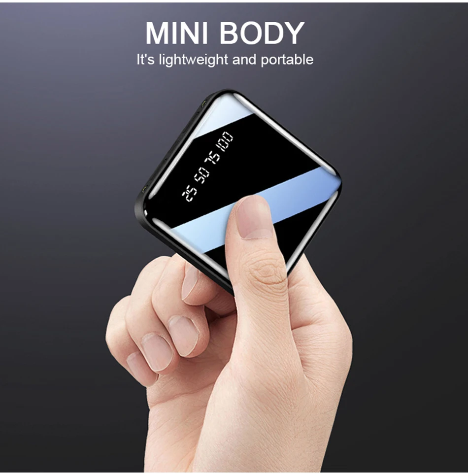 Mi ni, 30000 мА/ч, внешний аккумулятор для iPhone 8, Xiaomi mi, внешний аккумулятор, зарядное устройство, два порта Usb, внешний аккумулятор, портативный