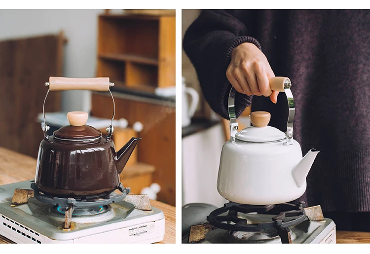 1.6л коричневый эмалированный чайник, утолщенный бытовой чайник с большой емкостью, чайник для заваривания, индукционная плита с открытым пламенем, универсальная