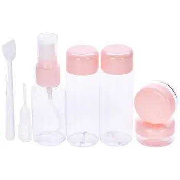 

7pcs Travel Bottles Refillable Empty Plastc Portable Liquid Shampoo Spray Lotion Toiletries Bottles Cream Jars Cream Stick