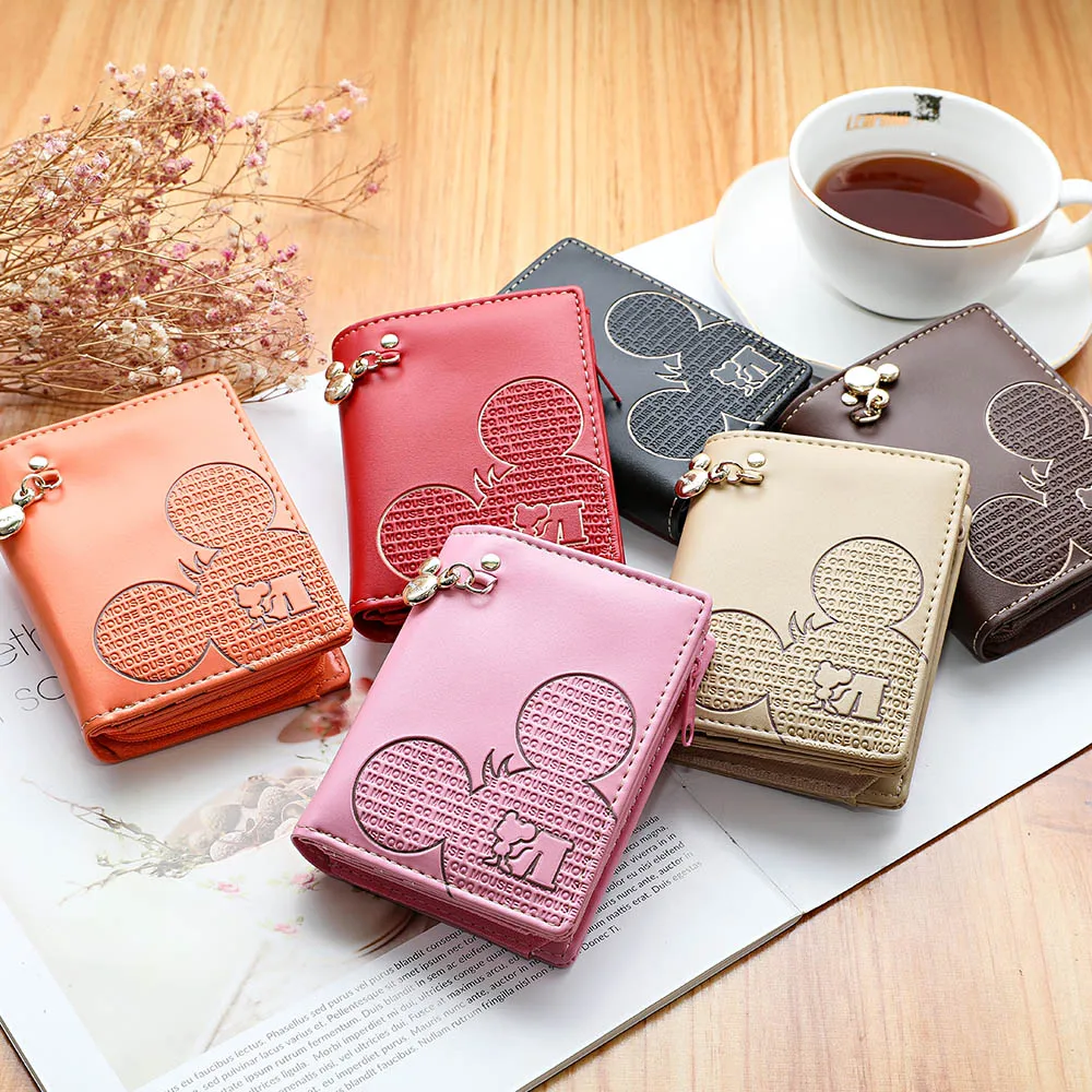 Windfall Women Mini Wallet Cartoon Elephant Card Holder Genuine Leather  Coin Pocket Women Purse Bag with Key Ring Organizer 