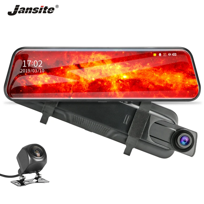 

Jansite 10" Touch Screen Stream Car DVR 1080P Rearview Dash cameras Cycle Recording Dual Lens Motion Detection 1080P rear camera
