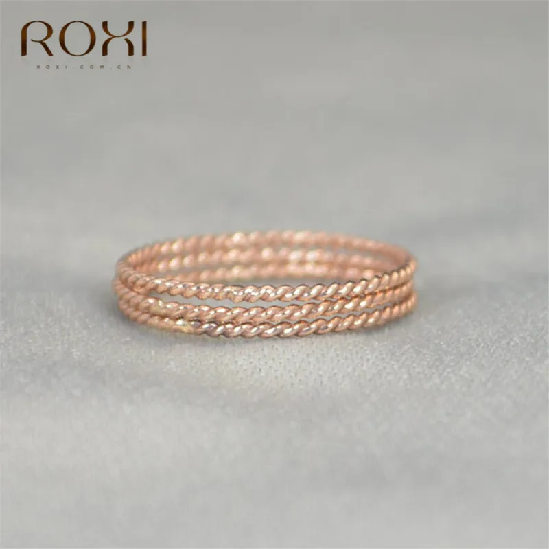 ROXI Серебро 925 пробы, тонкое кольцо, скручивающаяся веревка, обручальные кольца для женщин, простые круглые брендовые кольца, обручальные подарки