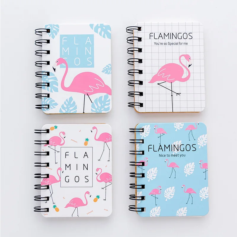 

Flamingo Planner Coil Notebook Kawaii Rollover Loose-leaf Notepad Diary Mini Pocket Memo Book Portable Note Pad School Supplies