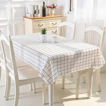 

Plaid Waterproof Tablecloth Grid Living Room Kitchen Plastic Coffee Table Cover Cloth Rectangle Dinning Table Cover